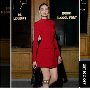 Elegant Red Mock Neck Dress